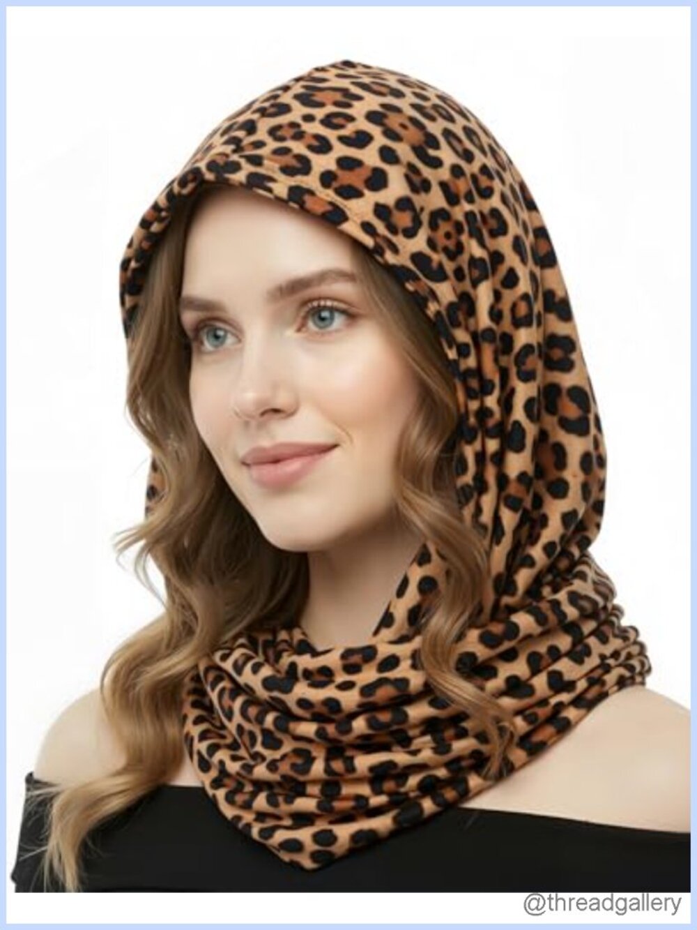 Sequin Rave Hood Scarf Leopard Print Headwrap Festival Accessory